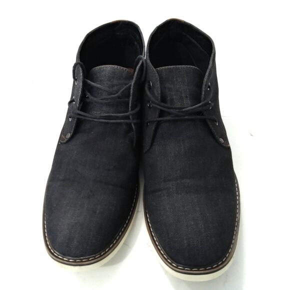 Mens Dolyn Denim chukka boots leather accents tie size 12 preppy - Picture 1 of 7
